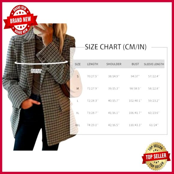 Wool Blend Blazer Notched Lapel Pockets Business Casual Jacket - Picture 6 of 7